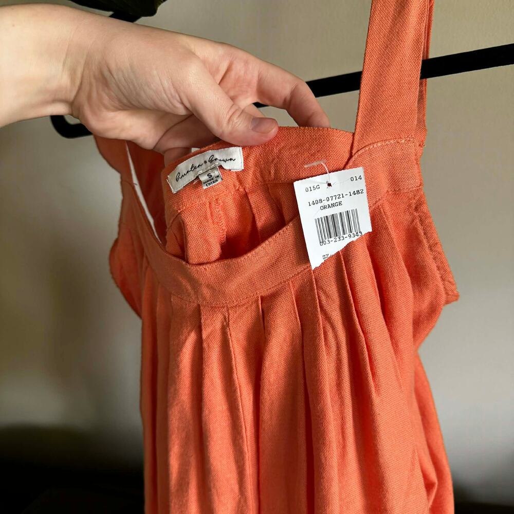 Orange Hunter and Brown Wide leg Jumpsuit Shorts - Picture 2 of 5